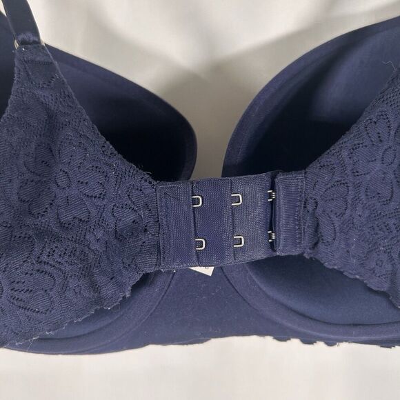 Aerie Bra Women's 36DD Navy Blue Padded Underwired Floral Lace Hook Eye - Picture 7 of 7